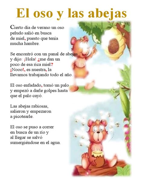 Cuento Y Sus Partes El Oso Y Las Abejas Pdf