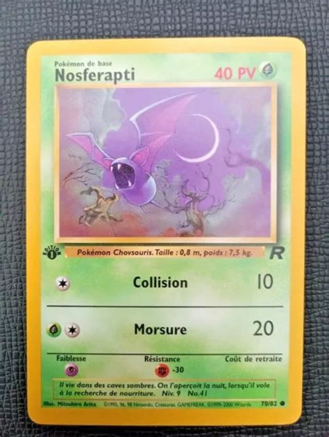 CARTE POKÉMON NOSFERAPTI 70 82 Team Rocket Wizards Edition 1 BON ETAT