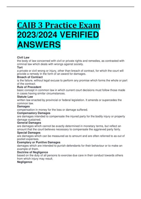 CAIB 3 Practice Exam 2023 2024 VERIFIED ANSWERS CAIB 3 Stuvia US