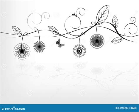 A tree branch with flowers stock vector. Illustration of garden - 23758244