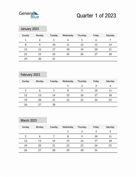 Q Quarterly Calendar In Pdf Word Excel