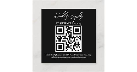 Modern Elegant Black White Wedding Qr Code Rsvp Enclosure Card Zazzle