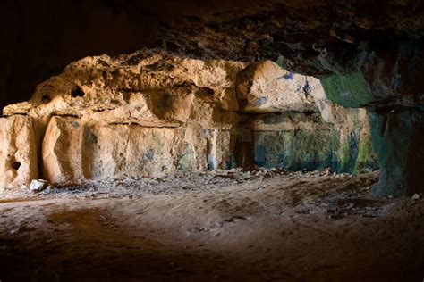ancient cave interior stock image colourbox