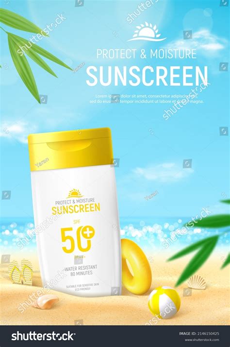 Sunscreen Ad Flyer Template Banner Bottle Stock Vector Royalty Free