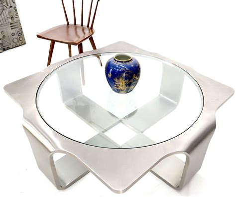 Phenomenal 1 Thick Bent Stainless Steel Square Coffee Table Glass Top