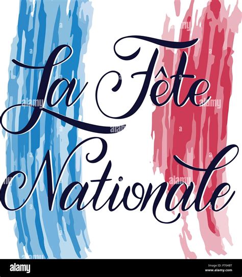 Bastille day hand drawn lettering. The National Day on French. La Fete Nationale. Vector ...