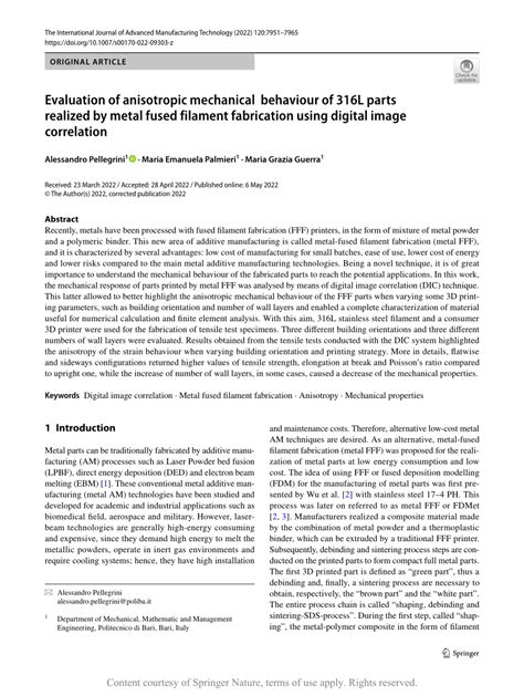 Pdf Evaluation Of Anisotropic Mechanical Behaviour Of L Parts