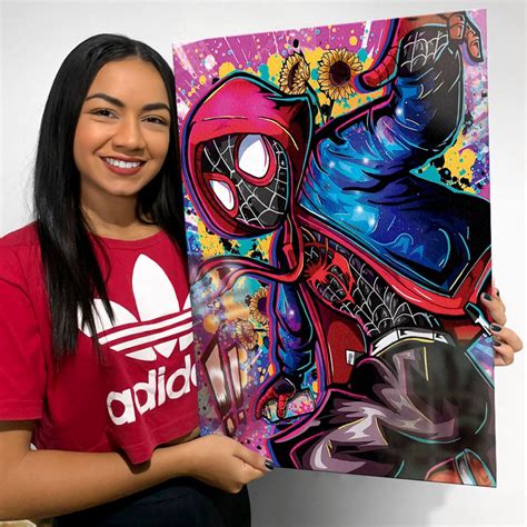 Quadro Miles Morales Aranhaverso Homem Aranha Arte Exclusiva Placa