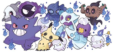 Gengar Mimikyu Litwick Gastly Drifloon And More Pokemon Drawn