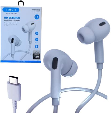 Fone De Ouvido In Ear Hd Est Reo Ergon Mico Microfone Tipo C Amazon