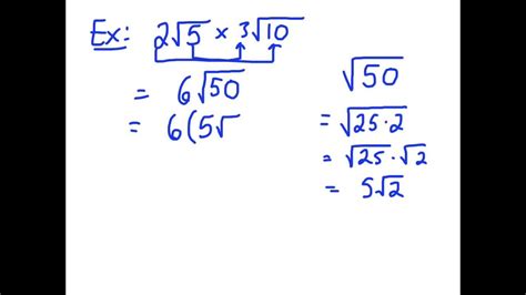 Multiplying Square Roots Notes Youtube A55