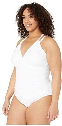 La Blanca Plus Size Island Goddess Surplice Mio One Piece Shopstyle