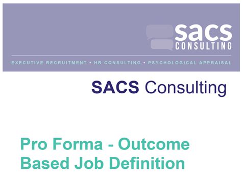 Outcome Based Job Description Proforma Template For The Disability