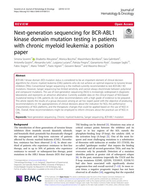 PDF Next Generation Sequencing For BCR ABL1 Kinase Domain Mutation