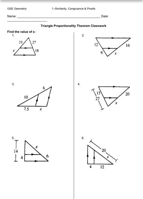 Solved GSE Geometry 1 Similarity Congruence Proofs Name Chegg