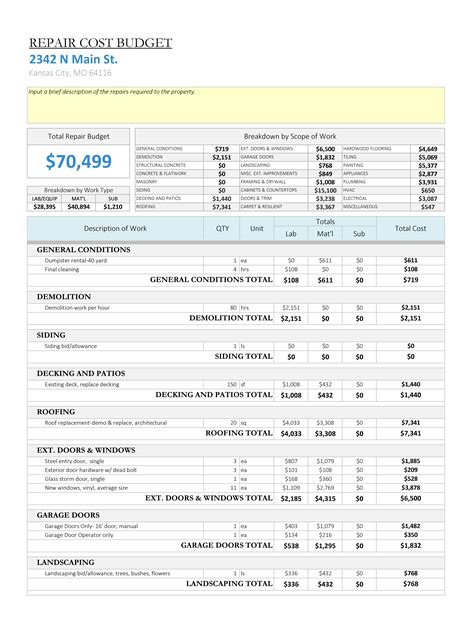 Fix And Flip Spreadsheet Db Excel