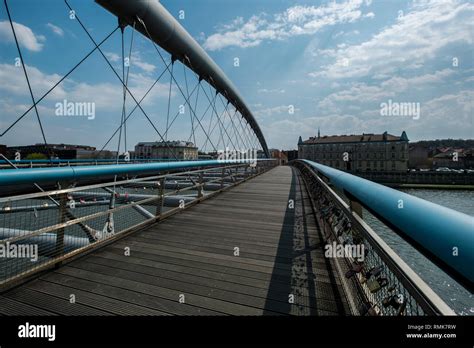 A New Pedestrian And Bicycle Bridge Crosses The Vistula River In Krakow