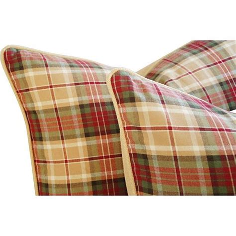 Designer Ralph Lauren Tartan Plaid Pillows Pair Chairish