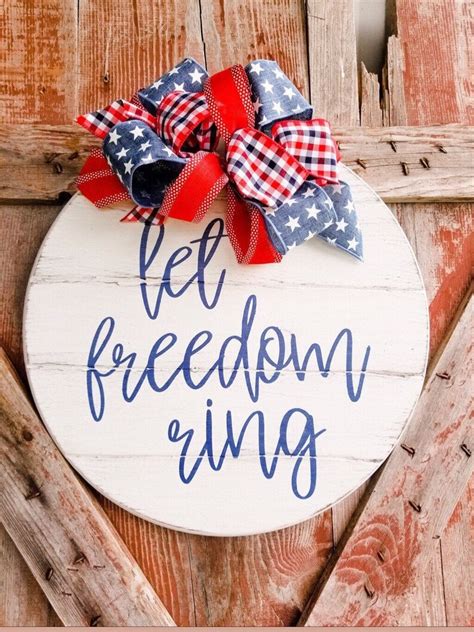 4th Of July Door Hanger Patriotic Door Sign Patriotic Etsy