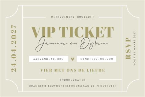 Uitnodiging Bruiloft Vip Ticket