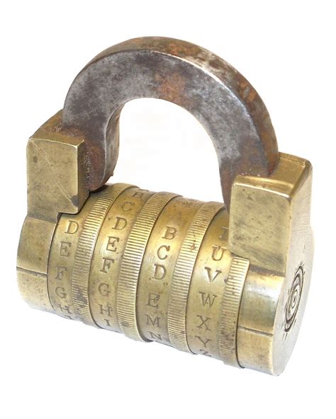 GROS CADENAS ANCIEN A 4 MOLETTES BRONZE ET FER CODE LETTRIQUE