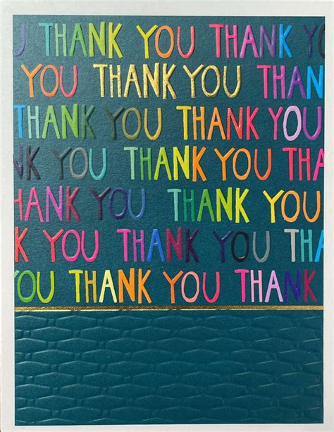 Thank You Card Colourful Thank You Repeated