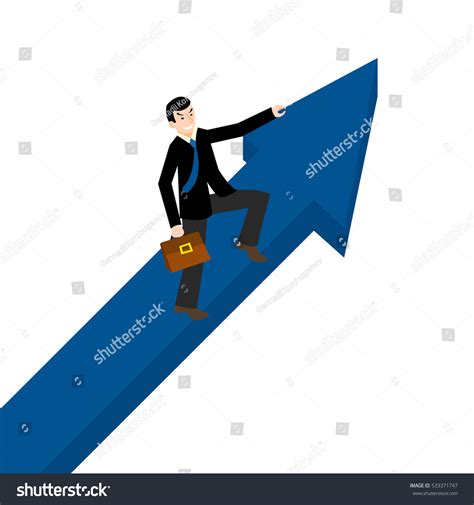 Rising Businessman Holding Arrow Sign Rising Stock Vector Royalty Free