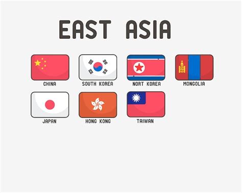 Premium Vector | East Asia flags set