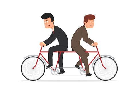 Premium Vector Businessmen Riding Tandem Bicycle Facing Opposite