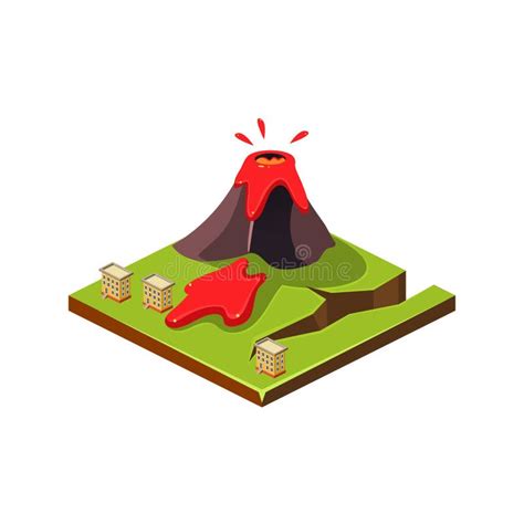 Volcano Eruption And Lava Natural Disaster Icon Vector Illustration