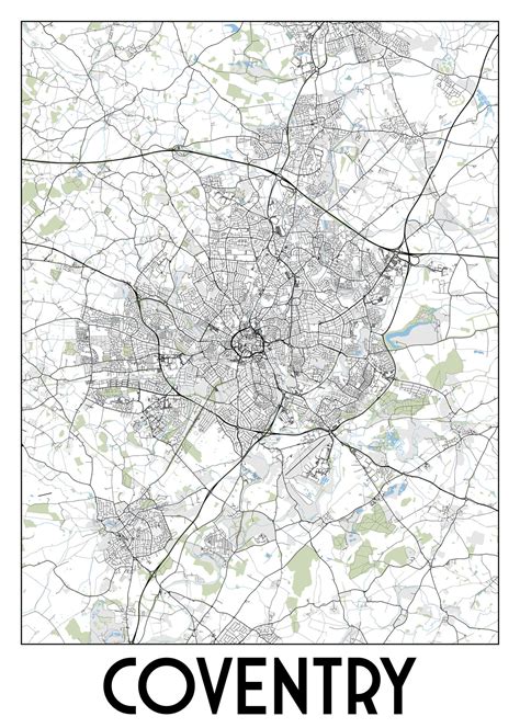 Coventry, UK map poster art 44040405 Vector Art at Vecteezy