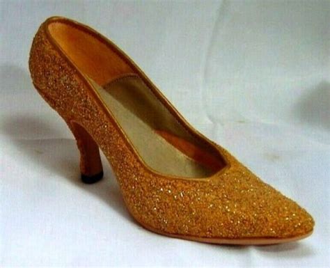 Just The Right Shoe By Raine Rare Golden Stiletto Shoe Sparkles 2504