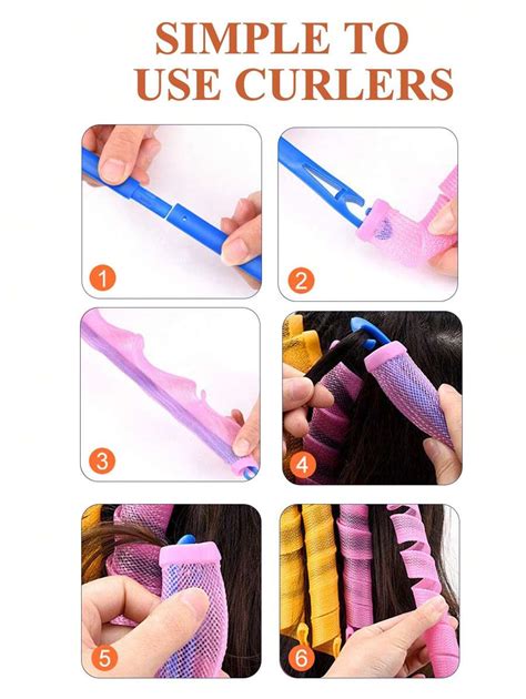 30 Pieces Heatless Curlers No Heat Spiral Curls Hair Curlers Styling Kit With Styling Hooks For