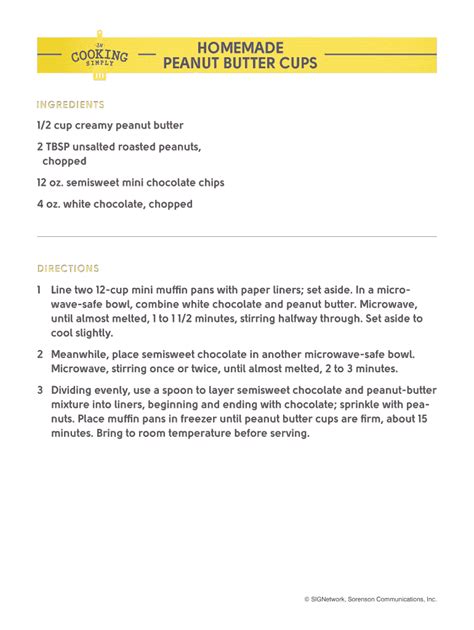 Fillable Online Recipe Card Homemade Peanut Butter Cups Sorenson Vrs