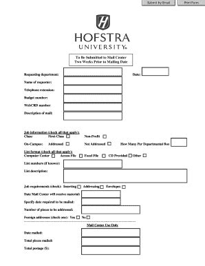 Fillable Online Hofstra Mailing Request Form Fax Email Print PdfFiller