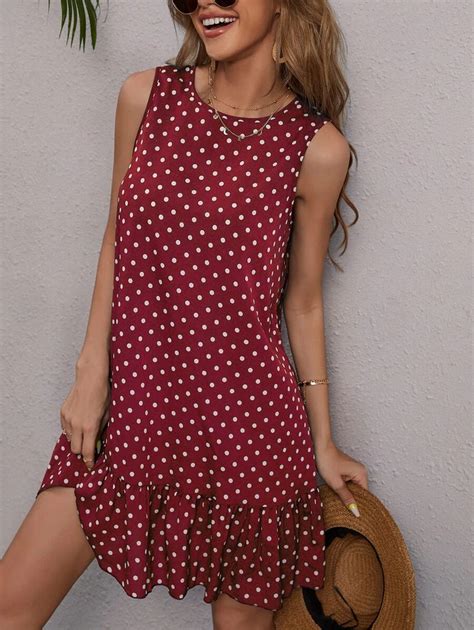 SHEIN LUNE Polka Dot Ruffle Hem Dress SHEIN USA