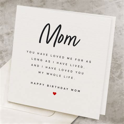 Mom Birthday Card Message Etsy