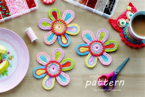 Crochet Pattern Colorful Crochet Flower Pattern No 059 Etsy