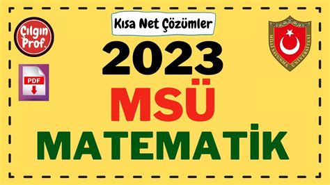 2023 MSÜ MATEMATİK PDF 2023 MSÜ Matematik Soru Çözümleri YouTube