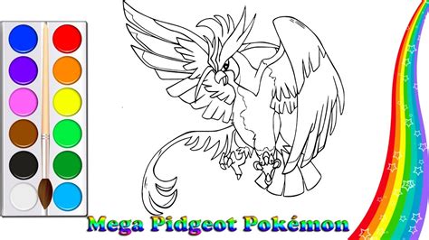 Colorear Fénix Mega Pidgeot Pokémon Pintar para niños pequeños y