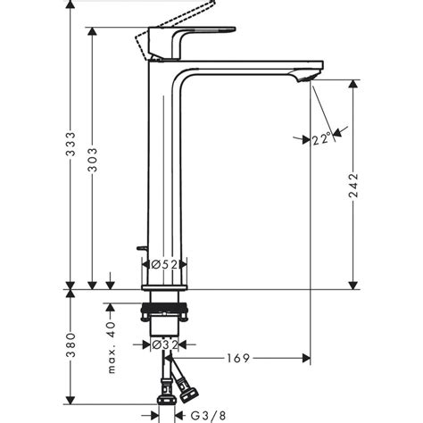 Hansgrohe Rebris S Jednouchwytowa Bateria Umywalkowa 240 CoolStart Do