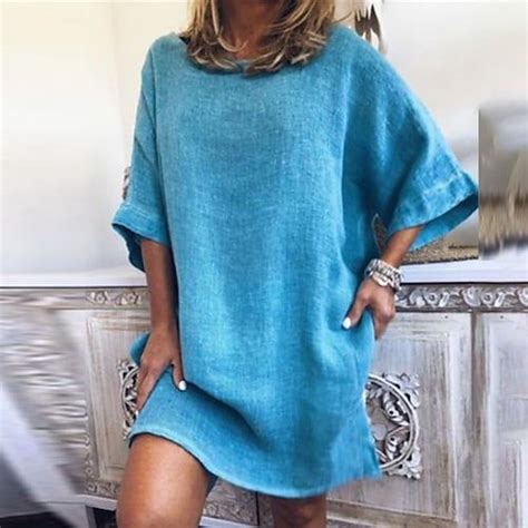 Women S Cotton Linen Dress A Line Dress Mini Dress Cotton Blend Casual