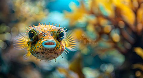 Portrait of a puffer fish stock photo. Image of life - 335204466