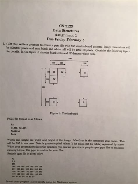 Solved Write A Program To Create A Pgm File With 8x8 Checker