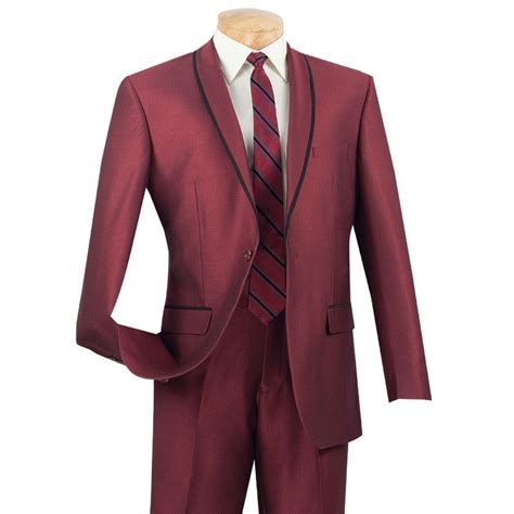 Palazzo Collection Maroon Mens Slim Fit 2 Piece Tuxedo Shawl Lapel