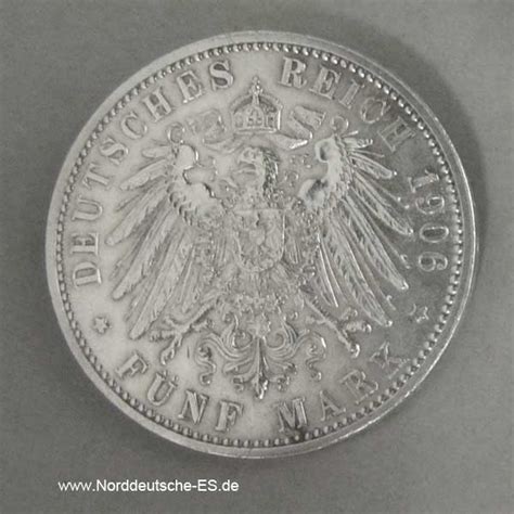 Deutsches Reich 5 Mark Friedrich Und Luise Von Baden 1906 NES