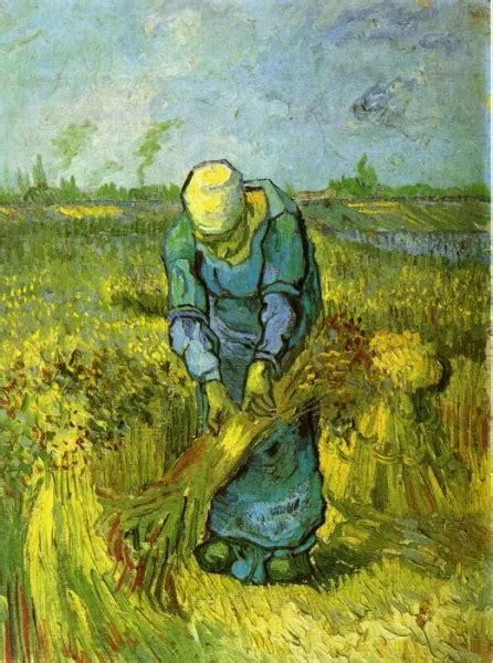 Peasant Woman Binding Sheaves After Milleet By Vincent Van Gogh Oil