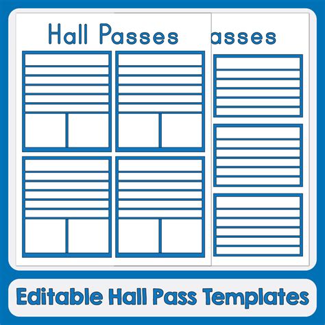 Editable Hall Passes Templates Teaching Resources