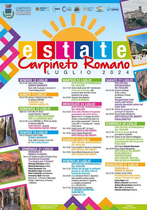 Estate Carpineto Romano 2024 Il Calendario Delle Iniziative Di Luglio