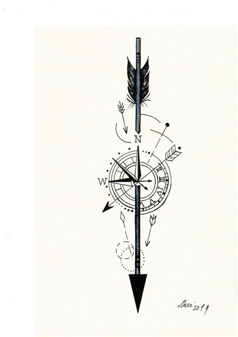 Ceometric Compass And Arrow Arrow Compass Tattoo Compass Tattoo